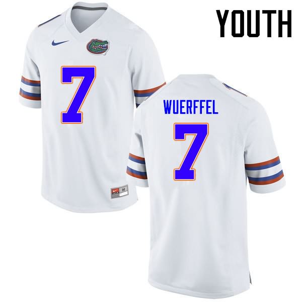 NCAA Florida Gators Danny Wuerffel Youth #7 Nike White Stitched Authentic College Football Jersey IQK8064CG